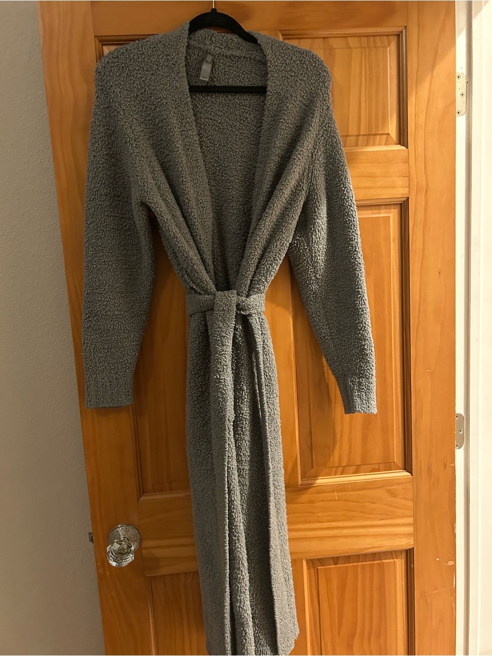 SKIMS Gray Plush Long Robe with Belt